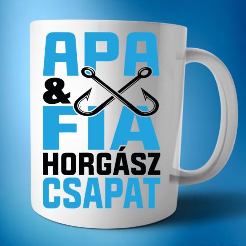 Apa fia horgász csapat bögre