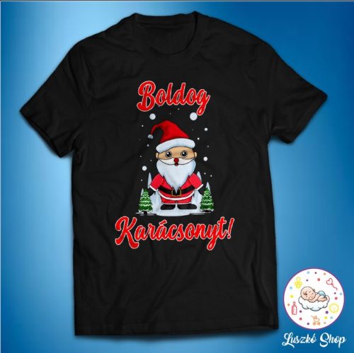 Boldog karácsonyt télapós férfi póló