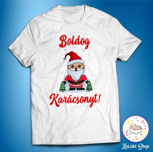 Boldog karácsonyt télapós férfi póló
