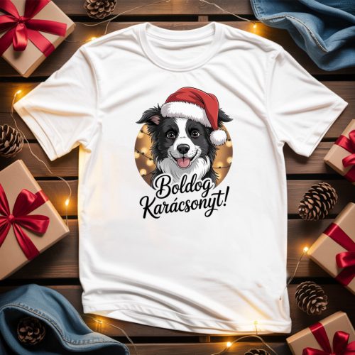 Boldog karácsonyt border collie póló