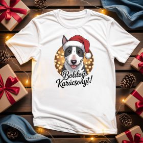 Boldog karácsonyt bull terrier póló