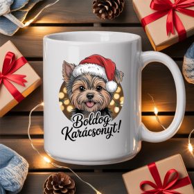Boldog karácsonyt yorkshire terrier bögre