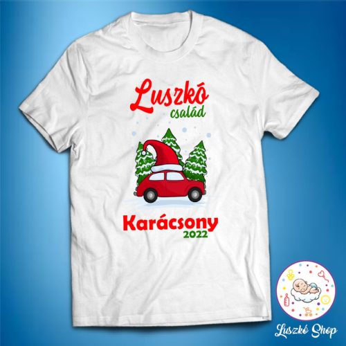 Egyedi családneves karácsonyi férfi póló