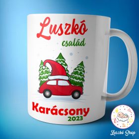 Egyedi családneves karácsonyi bögre