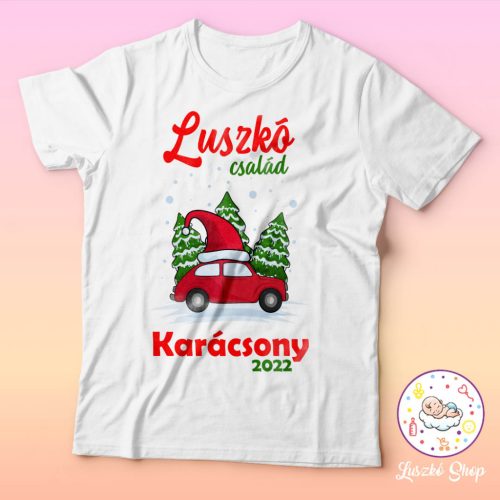 Egyedi családneves karácsonyi női póló