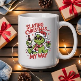 Grinch slaying christmas bögre