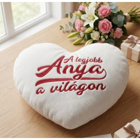 Legjobb anya a világon hímzett fehér párna