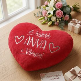 Legjobb anya a világon hímzett piros párna