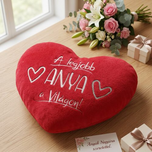 Legjobb anya a világon hímzett piros párna