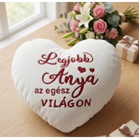 Legjobb anya az egész világon hímzett fehér párna