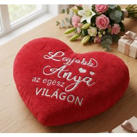 Legjobb anya az egész világon hímzett piros párna