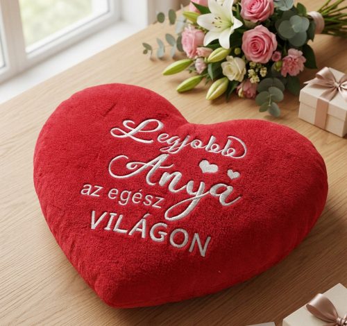 Legjobb anya az egész világon hímzett piros párna