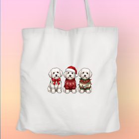 Coton de tulear karácsonyi vászontáska