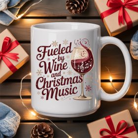 Wine and christmas music bögre