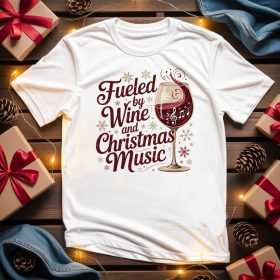 Wine and christmas music póló